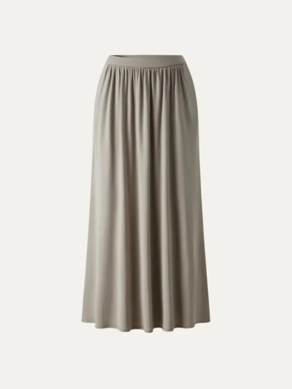 Soft Linen Knit Gathered A-Line Maxi Skirt with Pockets - Dark Alabaster - Picture 1 of 1